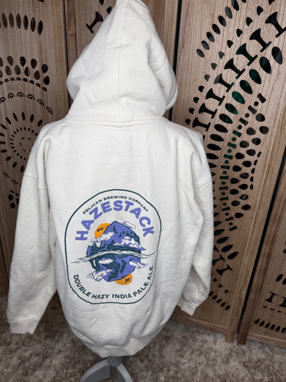 Cream Pullover Hoodie - Women's Sweatshirt - Picture 6 of 7